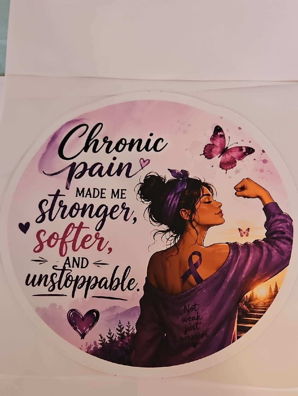 Chronic Pain Warrior DTF Transfer Iron On Applique Purple Butterfly Patch 10x10 - Picture 11 of 17